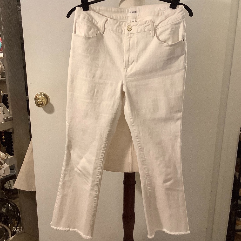 FRAME Le Crop Mini Boot Off White Jeans